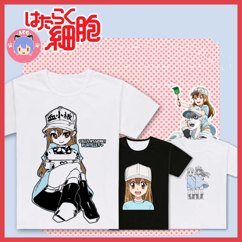 

Hot cartoon Cells at Work! cos Platelet skirt short sleeves T-shirt loli Hakkekkyuu casual tee leisure shirt