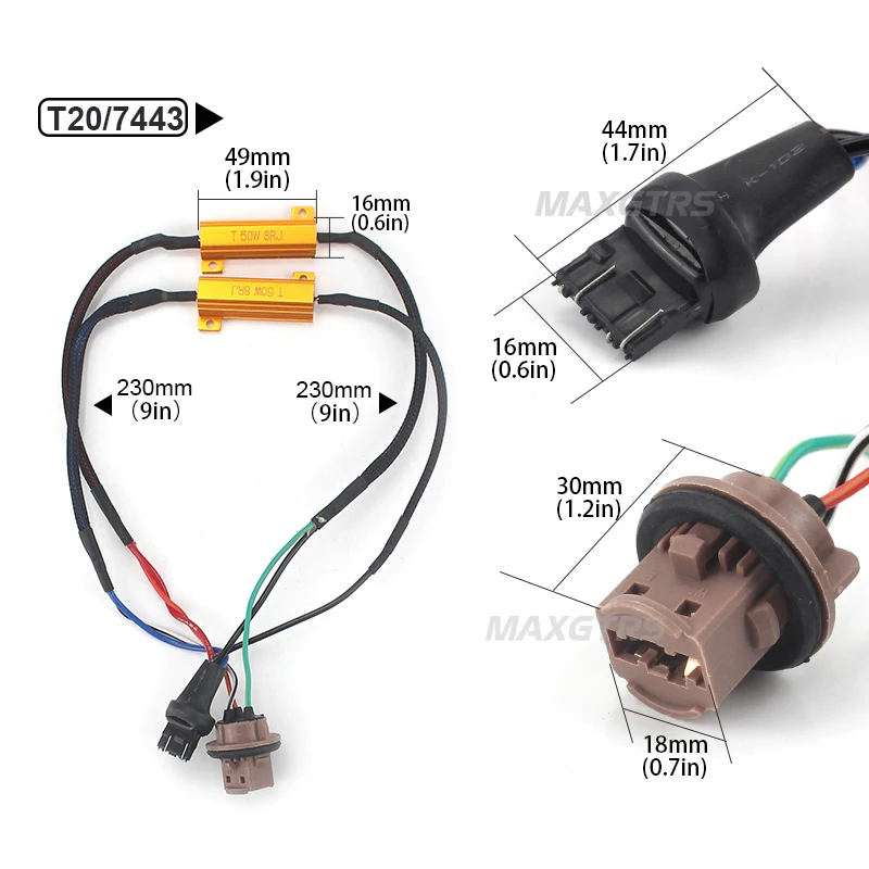 2x автомобиль светодиодный поворот Син нагрузочный резистор 50W Canbus Error Free проводки декодер компенсатора 1156 BA15S 1157 BAY15D 7440 7443 3156 3157