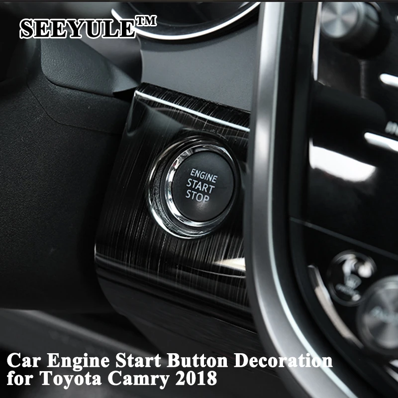 

1pc SEEYULE Styling Car Engine Start Button Decoration Trim Ignition switch Cover Sticker Car Accessories for Toyota Camry 2018