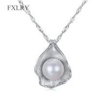 

FXLRY New Design Personality S925 Sterling Silver White Gray Color Freshwater Natural Pearl Necklaces Fashion Women Jewelry