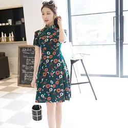 Китайская национальная платье Для женщин Cheongsam Размеры S-2XL