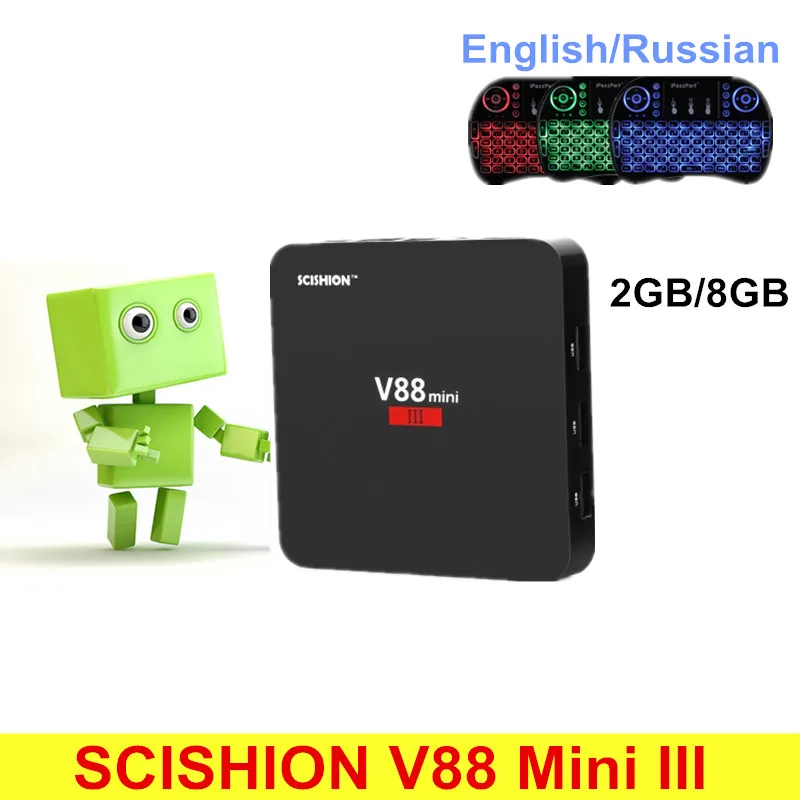 

Original SCISHION V88 Mini III Android 7.1 Smart TV Box RK3328 Quad-Core CPU 2GB 8GB Set Top Box 2.4GHz WiFi Support 4K HDMI 2.0