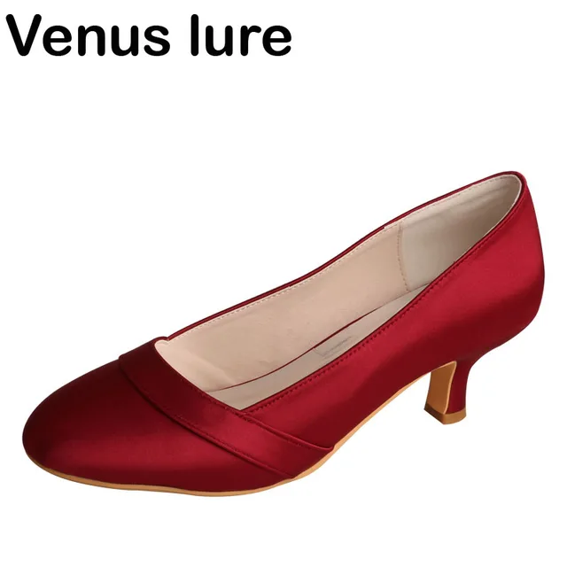 Buy Custom Burgundy Bridal Shoes Wedding Low Heeled