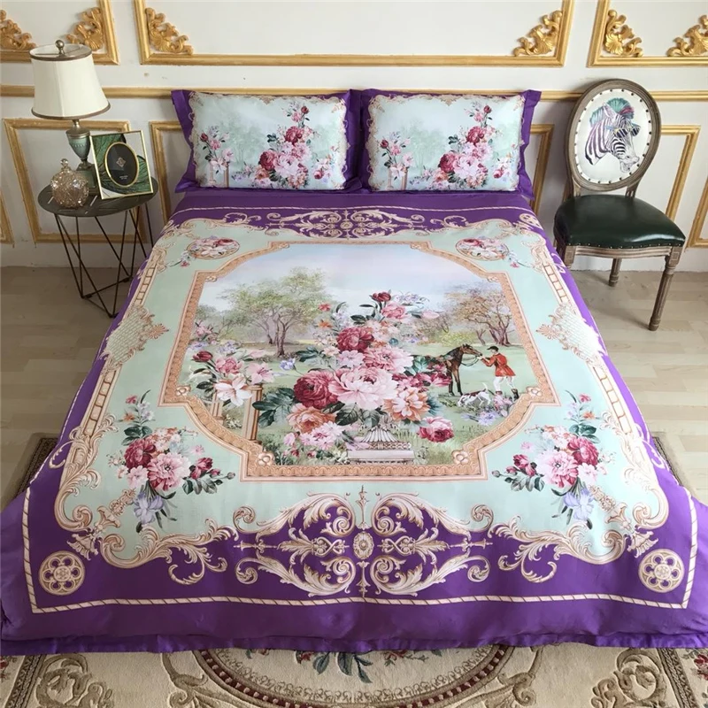 

Baroque Manor 80S Egypt Cotton Luxury Bedding Set Digital Print silky Duvet cover Bed Sheet Pillowcases Queen King size 4Pcs