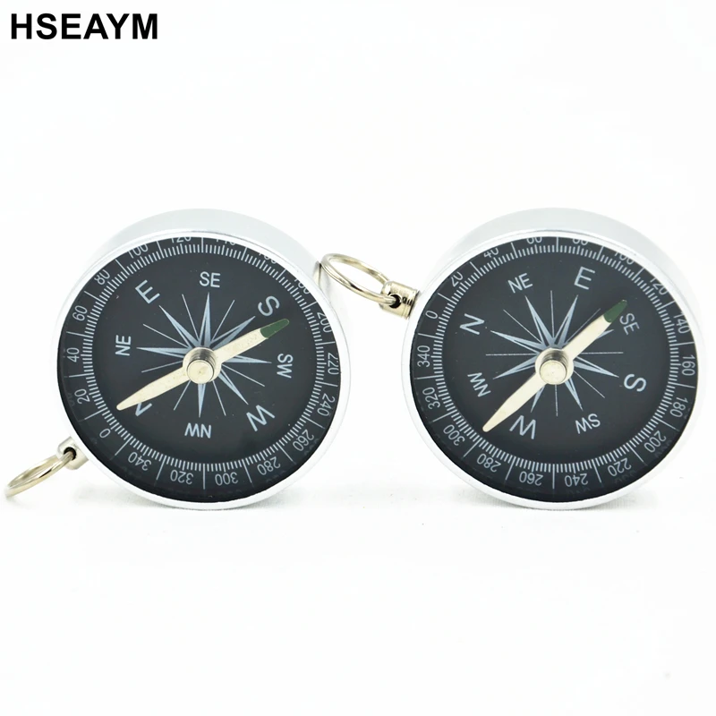 

HSEAYM Metal Compass Lightweight Aluminum Survival Tool Buckle Car Camping Hiking Pointing Guide Portable Handheld Compass