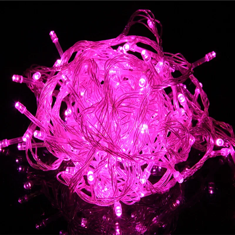 ЕС штекер 10 м 100 светодиодный Сказочный светильник s рождественские вечерние украшения для комнаты романтический светильник s Гирлянда звезда Дождь светодиодный светильник s светильник цепочка - Испускаемый цвет: pink