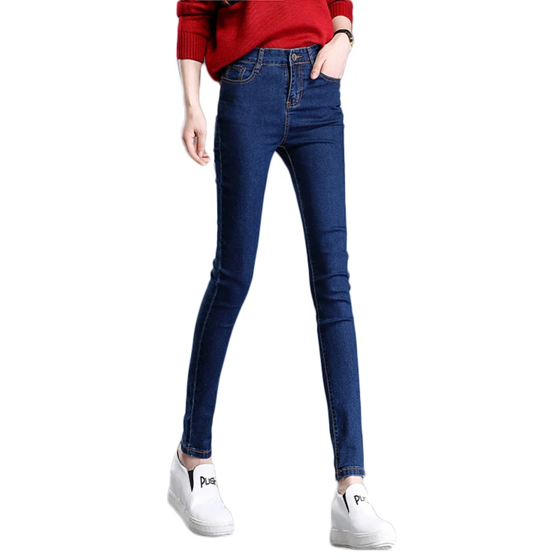

2017 New slim women jeans,skinny pencil pants,high waist washed female jeans,zipper fly elastic black pants push up hip C1281