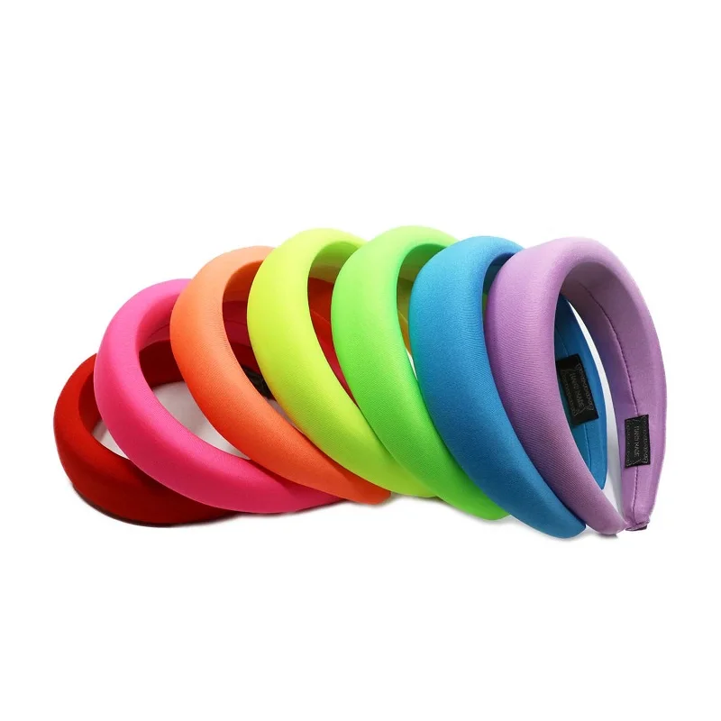 

European Fashion Colorful Hairband Neon Headband Hair Bands for Women 4cm Wide Hair Band/hoops/scrunchies/accessories Head Wrap
