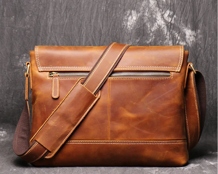 Vintage hombres Crazy Horse maletín de cuero genuino portátil Bolso de negocios alta capacidad estudiante cuero bolsos de hombro Bolso D838 - 2