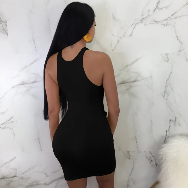 Summer Women Bodycon Dress Vestidos Verano 2018 New Sexy Sleeveless Hollow Out Lace Up Tank Evening Party Dress Vestidos Mujer Dresses