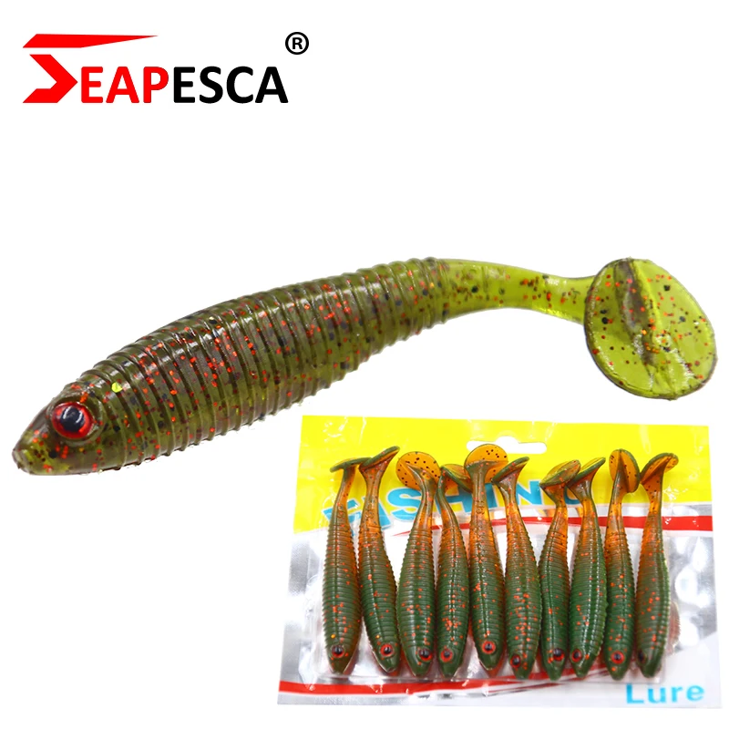 

SEAPESCA 10pcs/lot Paddle Tail Soft Fishing Lure 85mm 3.8g Artificial 3D Eyes Imitation Minnow Swim Bait Pike Pesca Peche YA426