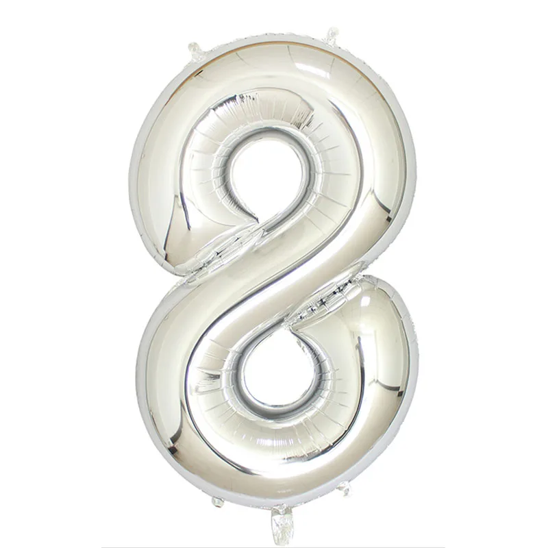 1 шт. 3 размера 1" /32"/4" Eid Mubarak цифры фольги номер воздушный шар надувные шары для дня рождения Свадебные украшения - Цвет: Silver Number 8