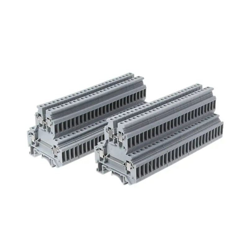 

50Pcs UKK3 DIN Rail Double Level Dual Row Terminal Block 500V 25A 28-12AWG Terminal Block