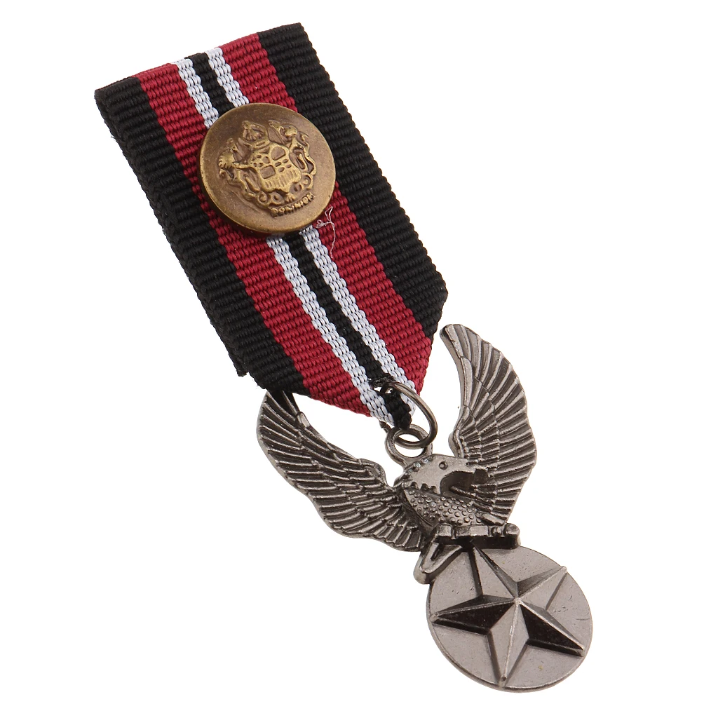 Alloy Brooches Vintage Men Uniform Medal Star Eagle Ribbon Brooch Streampunk Gothic Brooches Badge for Men 