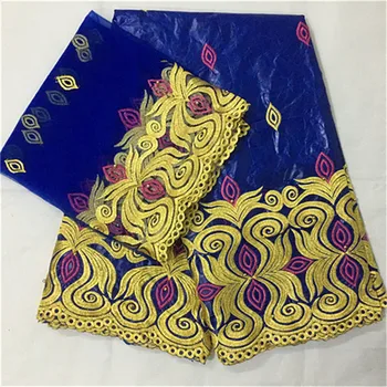 

Royal blue guinea brocade fabric high quality bazin riche lace tissu african fashion women bazin riche fabrics 5+2yards/lot