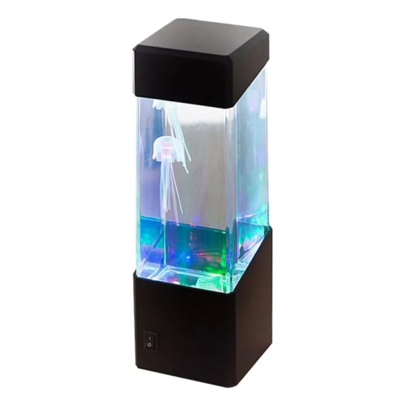 Мини-Настольный декоративный акриловый экологический светильник для аквариума, маленький волшебный светодиодный светильник для аквариума с красочными медузами - Цвет: Синий