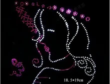 2 pc/lote Sorriso da menina hot fix rhinestone iron on transfers motif iron on strass motivos correções para a camisa casaco