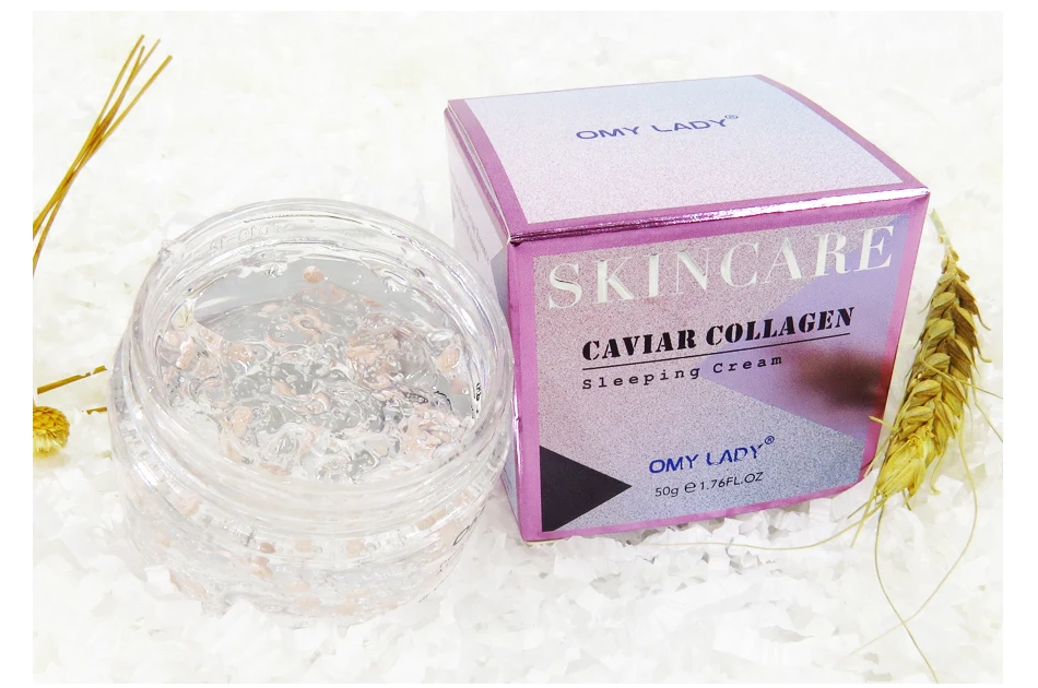 OMYLADY Caviar Collagen Sleep Cream Anti-Wrinkle Anti-Aging Facial Cream Hyaluronic Acid Moisturizing Smoothing Skin Night Cream