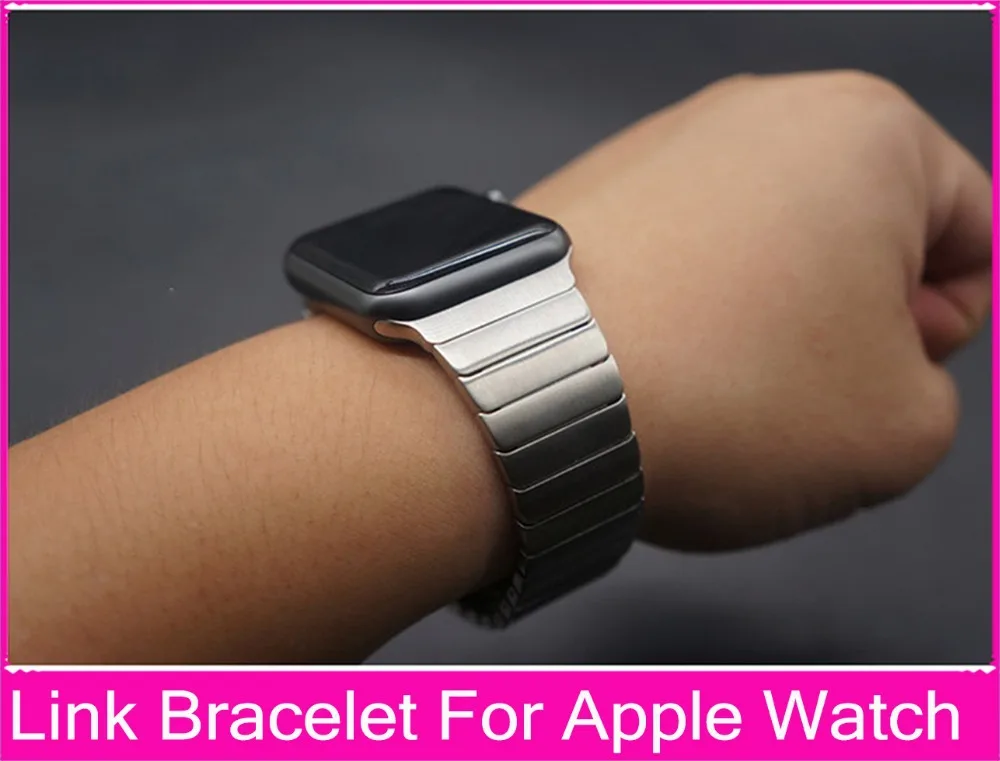 Luxury For Apple Watch Link Bracelet Band 42mm 38mm Black Silver Stainless Steel Original Banda For