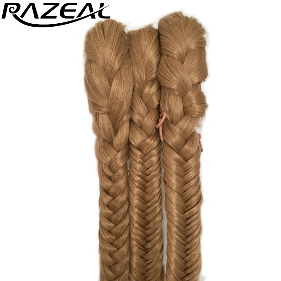 Razeal 20 дюйм(ов) Для женщин клип в Плетеный Синтетические волосы рыбий хвост с эластичной кулиской Веревка Черный Цвет - Цвет: 1B/27HL