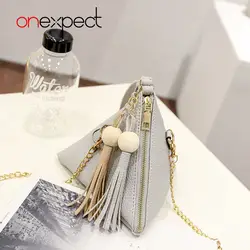 Onexpect Новинка 2017 года Европейский Мода Треугольники Для женщин клатч маленький кошелек бахрома сумка женская бумажник Повседневное кожа
