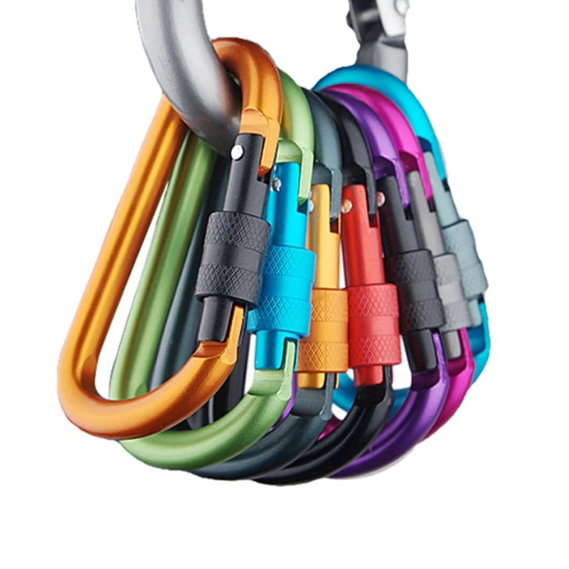 

5pcs/lot 8cm Aluminum Carabiner D-Ring Key Chain Clip Camping Keyring Snap Hook Outdoor Travel Kit