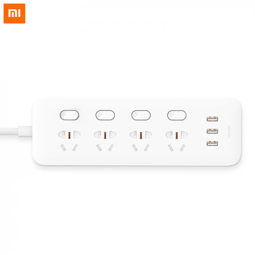 Xiaomi Mijia умный блок питания 4 гнезда 4 индивидуального управления 3 USB 5V 2.1A Быстрая зарядка удлинители розетки с безопасной дверью - Цвет: Белый