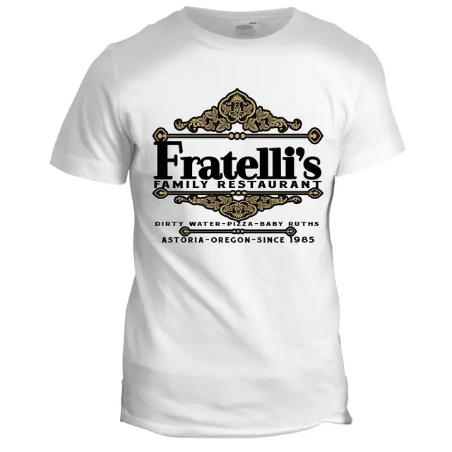 Fratelli S Restaurant Inspired The Goonies 80s Retro Italian Movie Fratelli S Restaurant Inspired The Goonies 80s Retro Italian Movie Film T Shirt New Shirts Funny