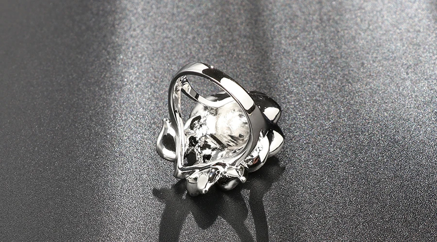Kinel, Винтажное кольцо с розой для женщин, античное серебряное цвет, черный кристалл, кольца, подарок на Рождество, смешанные цвета