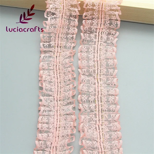 Lucia crafts 2y/5y 40 мм многоцветная кружевная отделка Лента ручной работы пэчворк пошив одежды «сделай сам» аксессуары для украшения головных уборов U0601 - Цвет: C4 Light pink