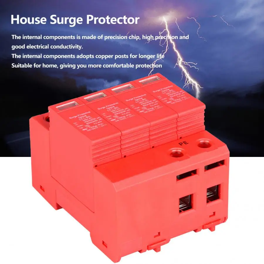 

4P 40 80KA optional 385V House Surge Protector Low-voltage Arrester Device 20A