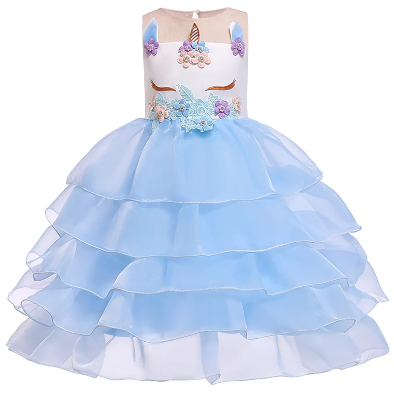 

2019 Summer easter unicorn dress costume children dress girl party child clothes princess 3 4 5 6 7 8 9 10 years clothing L5066