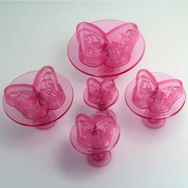 

Free shipping high quality Transparent Butterfly Shape Plunger Cutter in light bule for cake decorating cake tools
