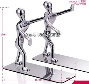 

Free shipping 1 Pair/Lot Fashion Cool Metal Stainless Steel Human-Shaped Bookend for School Stationery & Office Supply
