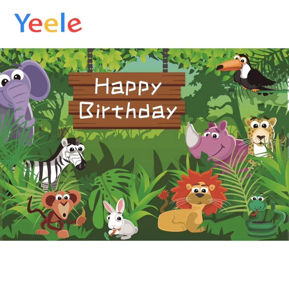 

Yeele Cartoon Happy Birthday Background Poster Banner Photography Baby Kid Portrait Scene Photographic Backdrop For Photo Studio