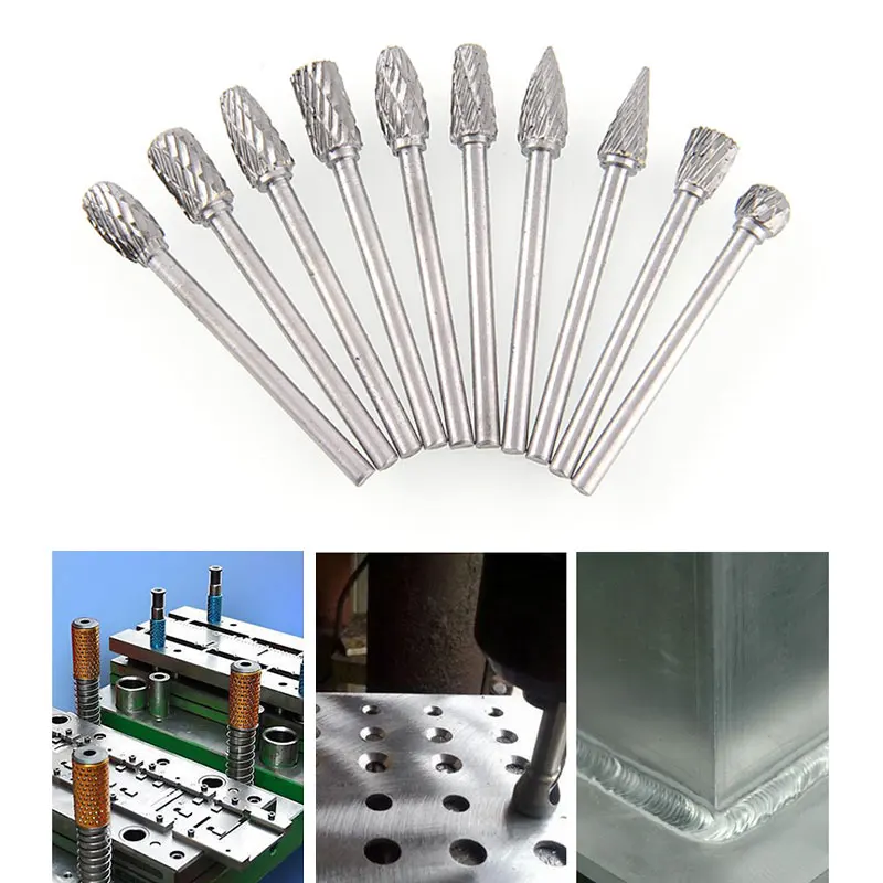 

10 in 1 Set 6mm Grinding Head Tool Tungsten Carbide Burr Die Grinder Bit