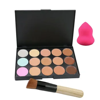

JIGONG 15 Colors Cream Makeup Set for pincel maquiagem Concealer Palette Water Sponge Puff Powder Brush pinceis