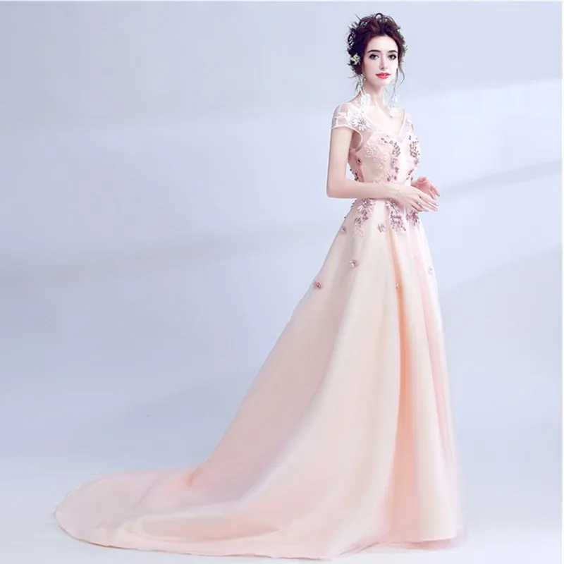 Ruthshen 2018 Длинные платья выпускного вечера Vestidos De gala Largos Аппликации Сексуальная V