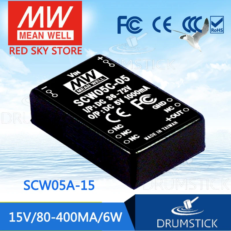 

MEAN WELL SCW05A-15 15V 400mA meanwell SCW05 15V 5W DC-DC Regulated Single Output Converter