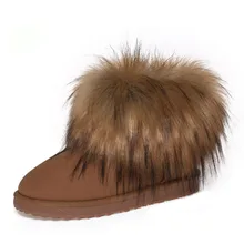 Nuevo de las mujeres del tobillo botas botas de nieve de moda de piel gruesa 2017 de Invierno Zapatos Calientes Del Algodón Para las señoras suede leather plus tamaño: 35-40