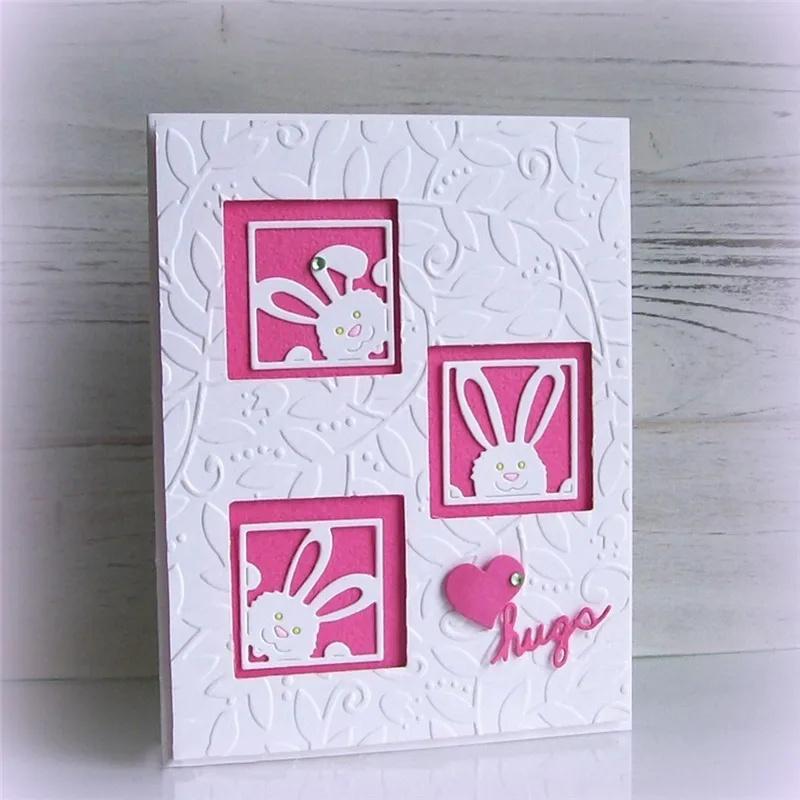 

Naifumodo Bunny Squares Dies Rabbit Metal Cutting Dies for Scrapbooking Easter Craft Dies Cards Making Embossing Stencil New