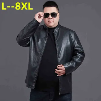 

8XL 6X Men's leather Jacket design stand collar Coat Men casual motorcycle leather coat Mens Sheepskin jackets Windbreaker Coats