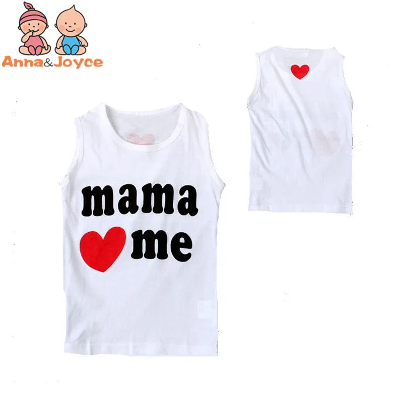 1 шт. в розницу! хлопок, Детская футболка с надписью «I Love Papa Mama» летние топы для малышей Топы для мальчиков, Майки