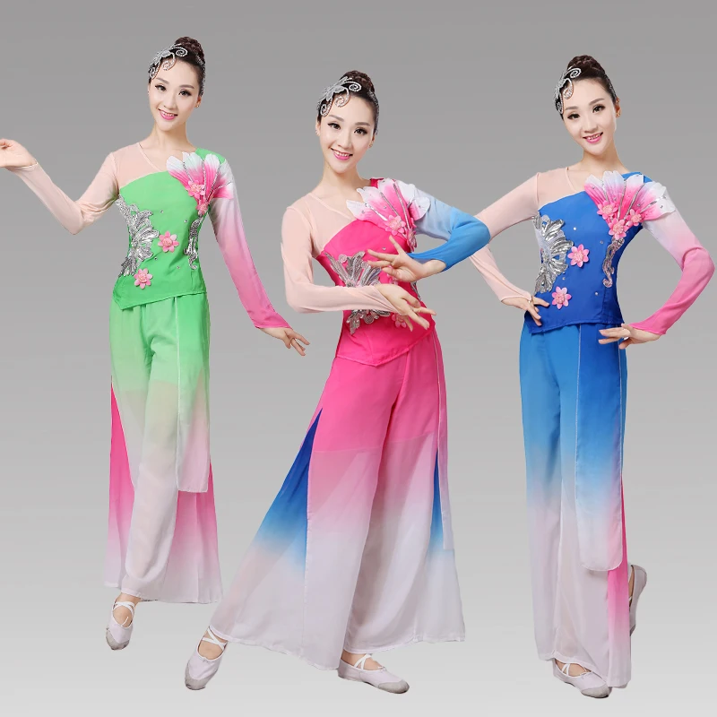 Classical Dance Clothes Yangko Dance Clothing Umbrella Fan Dance Costumes 2016 New Yangko Dance Costume Chinese