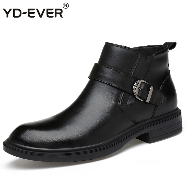 

2017 Autumn Winter Warm Fur Ankle Chelsea Boots Men Shoes Male Business Casual Genuine Leather Quality Slip On Boot Man