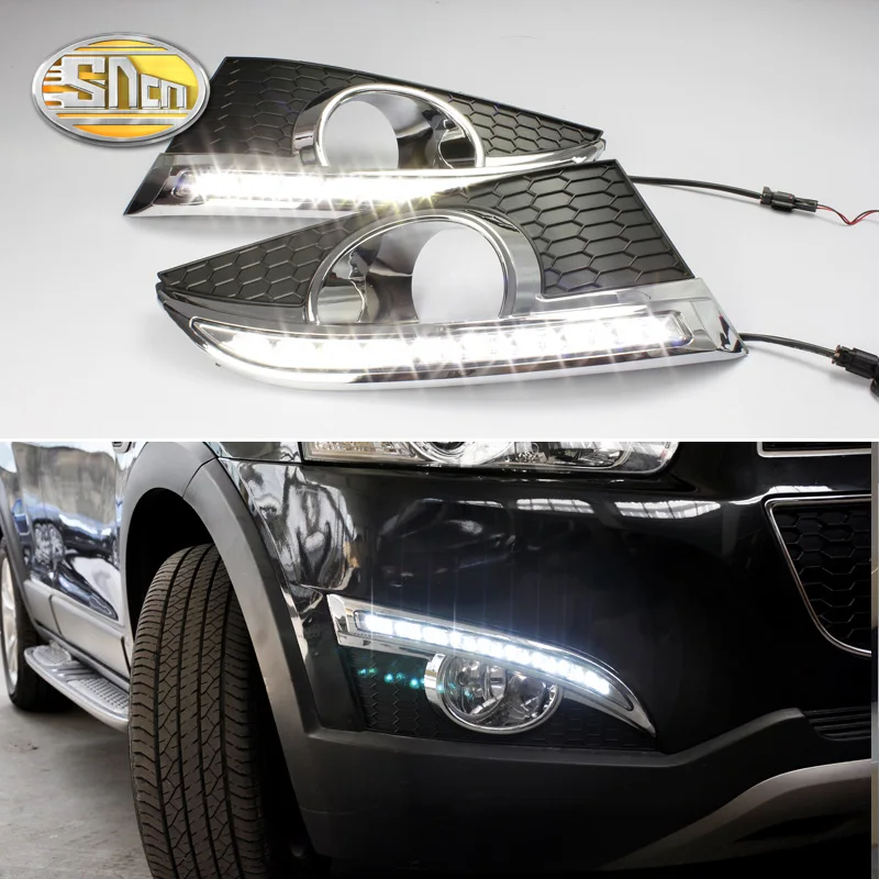 

SNCN 2PCS LED Daytime Running For Chevrolet Captiva 2011 2012 2013 Dimming Function Relay 12V Car LED DRL Waterproof Daylight