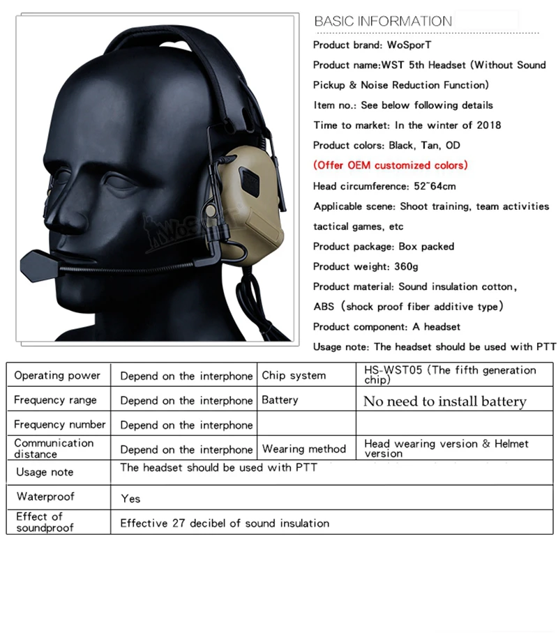 Tactical Communication Headset Outdoor Shooting Airsoft CS Headphone Head Wearing Version & Helmet Version Headphones