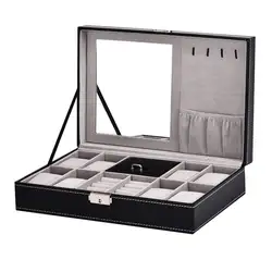 2 в 1 8 коробка для часов сетка + 3 из гибридного сетчатого материала коробка для хранения роскошные украшения, кольцо коробка-витрина для