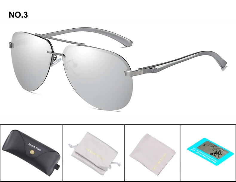 FS YURI YUAN очки для рыбалки поляризационные линзы мужские алюминиевые магниевые уличные спортивные солнцезащитные очки для пеших прогулок кемпинга HD приводные очки 143 - Цвет: c3 silvery
