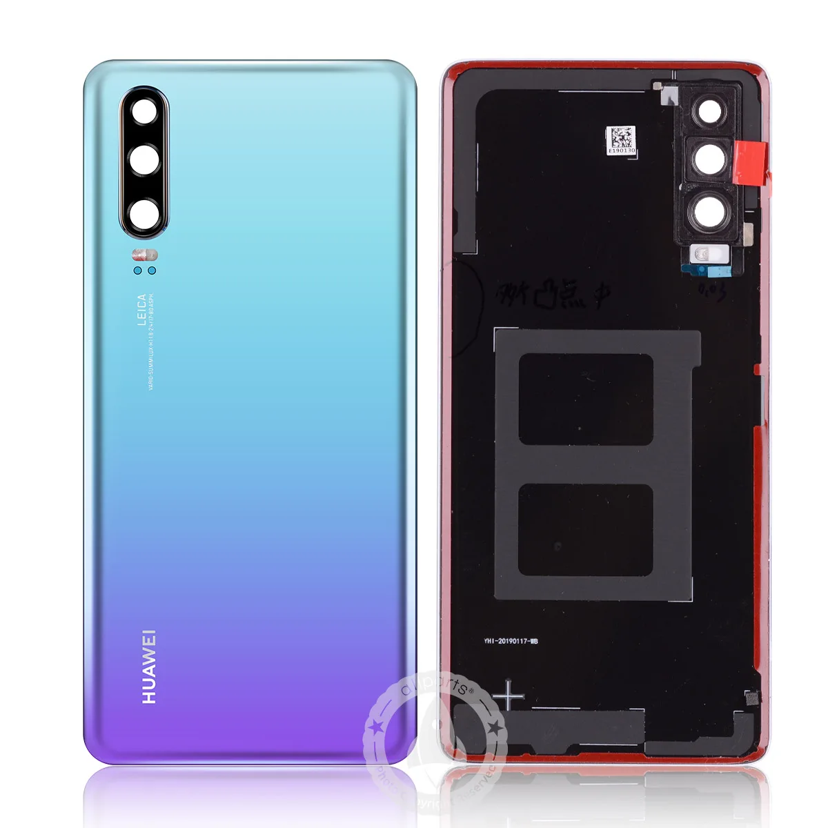 Стеклянный задний корпус двери для huawei P30 задняя крышка с клейкой лентой для huawei P30 крышка батареи запасные части - Цвет: Sky